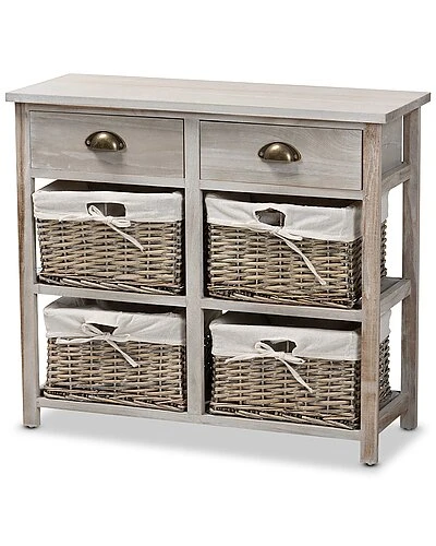 Baxton Studio Vella 2-Drawer Storage Unit With Baskets Home