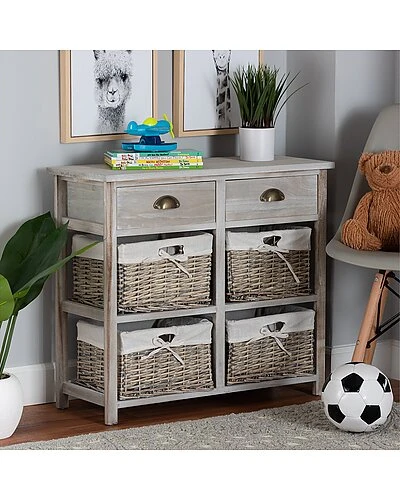 Baxton Studio Vella 2-Drawer Storage Unit With Baskets Home - Image 2