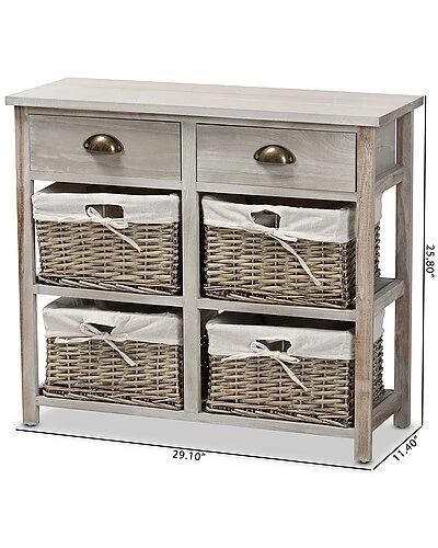 Baxton Studio Vella 2-Drawer Storage Unit With Baskets Home - Image 3