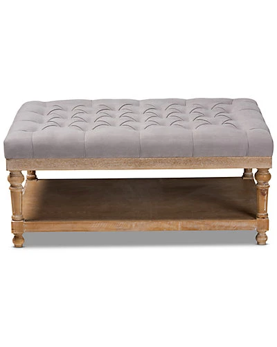 Baxton Studio Lindsey Modern & Rustic Upholstered Wood Cocktail Ottoman Home - Image 3
