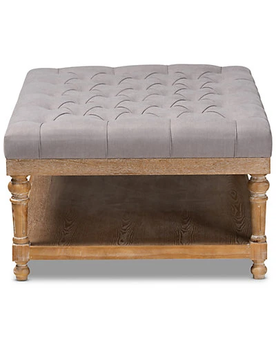 Baxton Studio Lindsey Modern & Rustic Upholstered Wood Cocktail Ottoman Home - Image 4