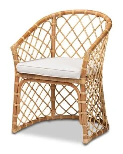 Baxton Studio Orchard Upholstered Rattan Dining Chair Home