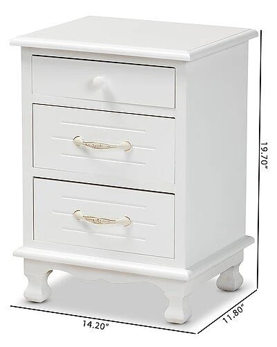 Baxton Studio Layton 3-Drawer Nightstand Home - Image 3