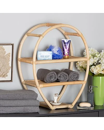 Baxton Studio Ruana Rattan 3-Tier Display Shelf Home - Image 2