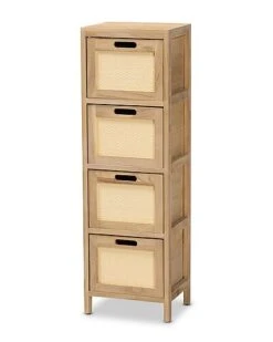 Baxton Studio Paolo Rattan 4-Drawer Storage Unit Home