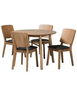 Baxton Studio Denmark Mid-Century Modern 5-Piece Dining Set Home