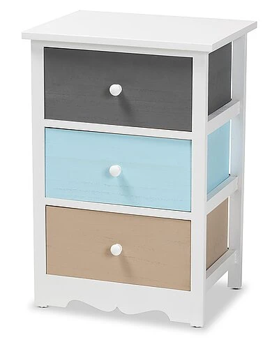 Baxton Studio Kalila 3-Drawer Nightstand Home