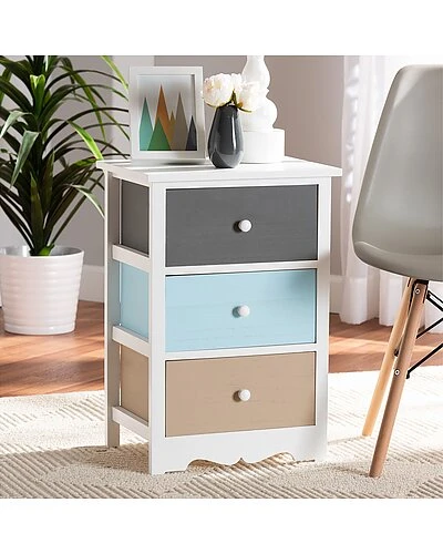 Baxton Studio Kalila 3-Drawer Nightstand Home - Image 2