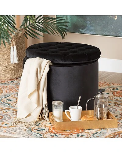 Baxton Studio Livana Velvet Storage Ottoman Home - Image 2