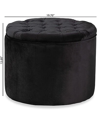 Baxton Studio Livana Velvet Storage Ottoman Home - Image 3