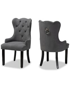 Baxton Studio Fabre Modern Velvet 2Pc Dining Chair Set Home