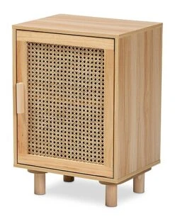 Baxton Studio Maclean Rattan 1-Door Nightstand Home