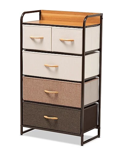Baxton Studio Volkan Modern Metak 5-Drawer Storage Cabinet Home