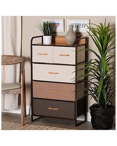 Baxton Studio Volkan Modern Metak 5-Drawer Storage Cabinet Home - Image 2