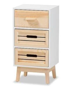 Baxton Studio Kalida Mid-Century Modern 3-Drawer Storage Cabinet Home