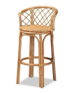 Baxton Studio Orchard Natural Rattan Bar Stool Home