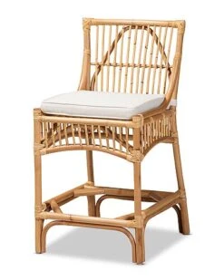 Baxton Studio Rose Upholstered Rattan Counter Stool Home