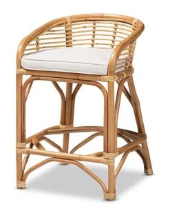 Baxton Studio Maverick Upholstered Rattan Counter Stool Home