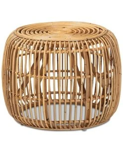 Baxton Studio Maverick Natural Rattan End Table Home