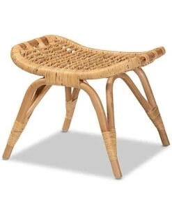 Baxton Studio Ernardo Natural Rattan Ottoman Home
