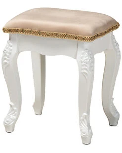 Baxton Studio Isabella French Beige Velvet And Ottoman Stool Home