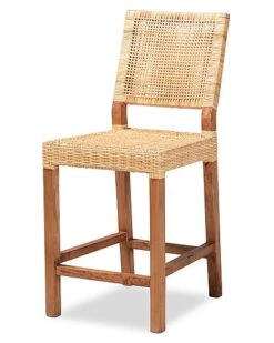 Baxton Studio Lesia Rattan And Wood Counter Stool Home