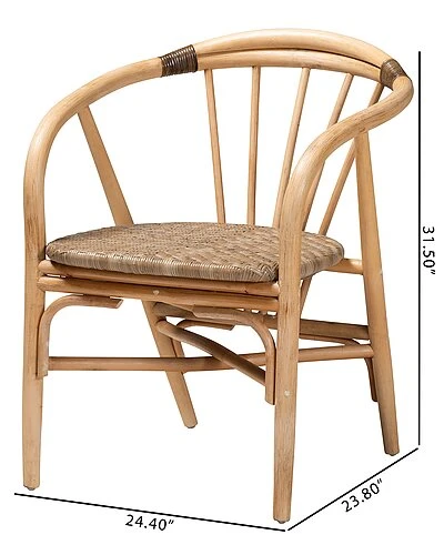 Baxton Studio Kyoto Modern Rattan 2-Piece Dining Chair Set Home - Image 3