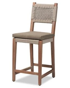 Baxton Studio Heyna Woven Rope Mahogany Counter Stool Home