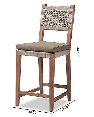 Baxton Studio Heyna Woven Rope Mahogany Counter Stool Home - Image 4