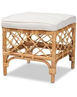 Baxton Studio Orchard Upholstered Rattan Ottoman Home