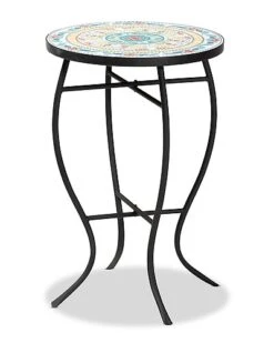 Baxton Studio Gaenor Black Metal Ceramic Tile Plant Stand Home