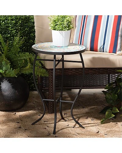 Baxton Studio Gaenor Black Metal Ceramic Tile Plant Stand Home - Image 2