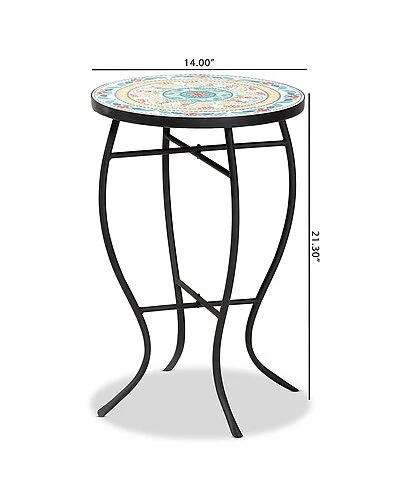 Baxton Studio Gaenor Black Metal Ceramic Tile Plant Stand Home - Image 4