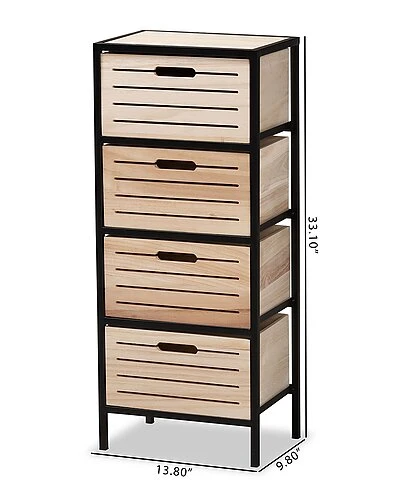 Baxton Studio Gelsey Modern Industrial 4-Drawer Storage Cabinet Home - Image 3