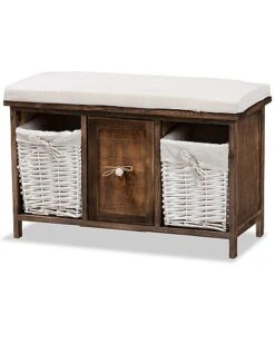 Baxton Studio Dalius Mid-Century Modern Transitional 1-Drawer Storage Bench With Baskets Home