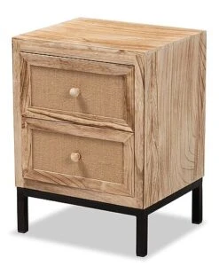 Baxton Studio Lalette Mid-Century Modern 2-Drawer Nightstand Home