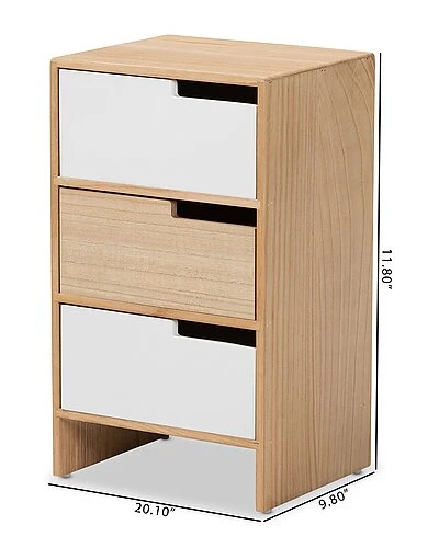Baxton Studio Eben 3-Drawer Storage Cabinet Home - Image 3