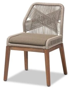 Baxton Studio Jennifer Woven Rope Mahogany Dining Side Chair Home