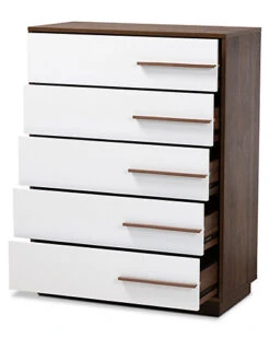 Baxton Studio Mette 5-Drawer Wood Chest Home