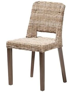 Baxton Studio Magy Modern Bohemian Grey Rattan And Finished Wood 2-Piece Dining Chair Set Home