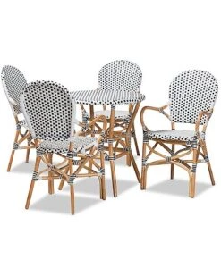 Baxton Studio Naila Classic French Plastic And Rattan 5-Piece Dining Set Home