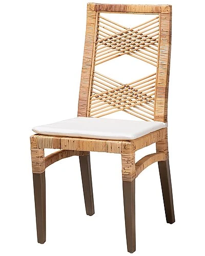 Baxton Studio Poltak Modern Bohemian Rattan 2-Piece Dining Chair Set Home