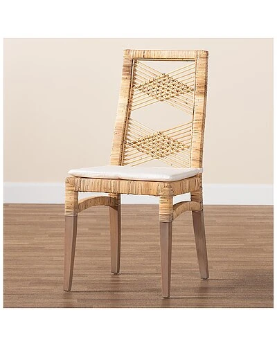 Baxton Studio Poltak Modern Bohemian Rattan 2-Piece Dining Chair Set Home - Image 2