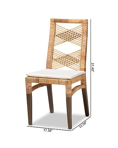 Baxton Studio Poltak Modern Bohemian Rattan 2-Piece Dining Chair Set Home - Image 3