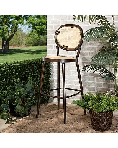 Baxton Studio Thalia Metal And Synthetic Rattan Outdoor Bar Stool Home - Image 2
