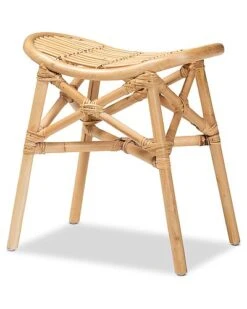 Baxton Studio Elgon Rattan Footstool Home