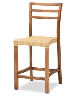 Baxton Studio Arthur Wood And Natural Rattan Counter Stool Home