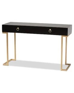 Baxton Studio Eagan Wood And Gold Metal 2-Drawer Console Table Home