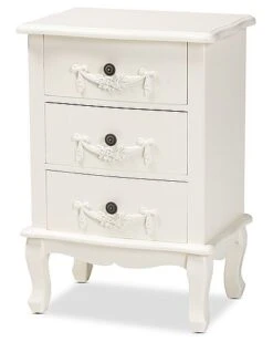 Baxton Studio Callen Wood 3-Drawer Nightstand Home