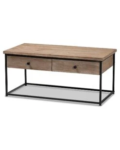 Baxton Studio Roderick Weathered Oak Wood And Metal 2-Drawer Coffee Table Home